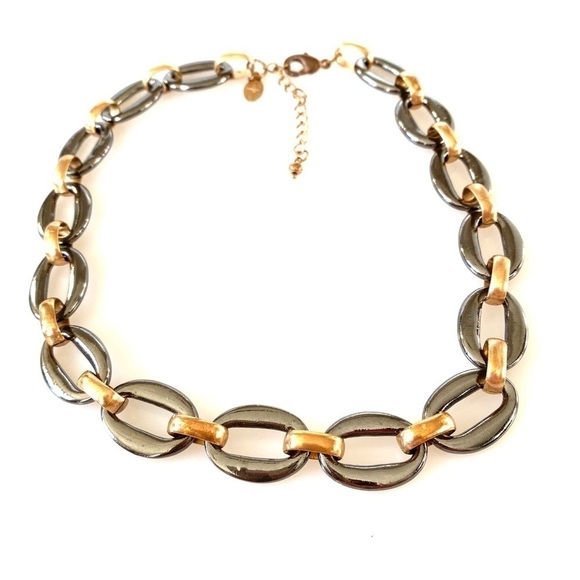 Fashion Necklace  15”-16.5” marked a | c Links Geometric Statement Classic - Picture 1 of 6
